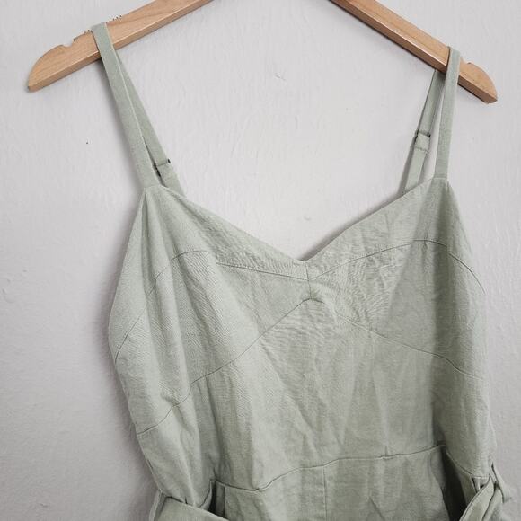 House of Harlow 1960 Nicola Linen Blend Romper Sage Green XLarge - Picture 5 of 13